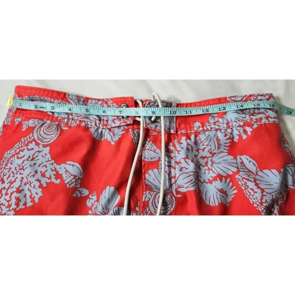 Nautica Men's Floral Tropical Hawaiian Print Swim Trunks Red &‎ Blue Size Medium